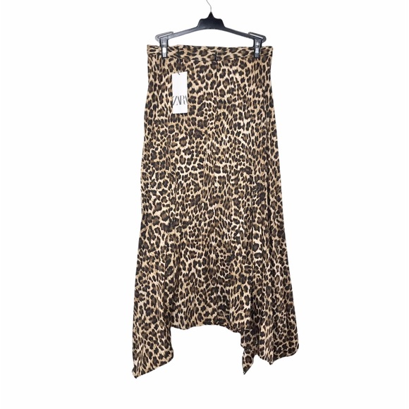 Zara Animal Print Pleated Asymmetrical Midi Skirt - Picture 10 of 10